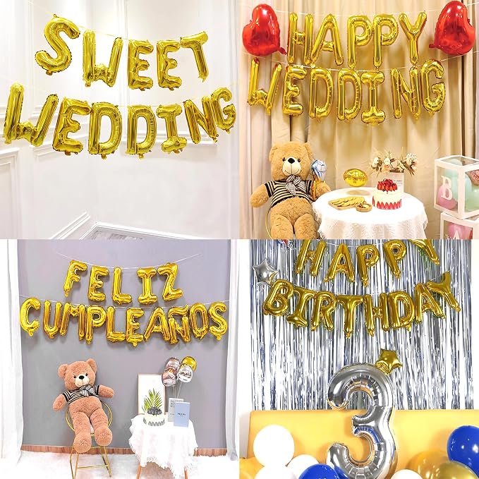 Happy Birthday Balloon Banner Custom Phrase Balloons letter 16 inch - Image 6