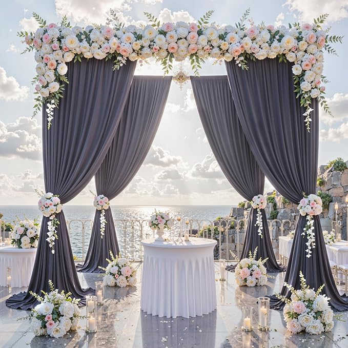 20 ft x 10 ft Wrinkle Free Charcoal Backdrop Curtain - Image 2