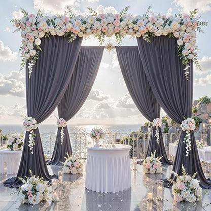 20 ft x 10 ft Wrinkle Free Charcoal Backdrop Curtain - Image 2