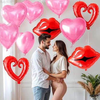 KatchOn Red and Pink Heart Shaped Balloons 22 Inch, Valentines Day Decorations - Image 4
