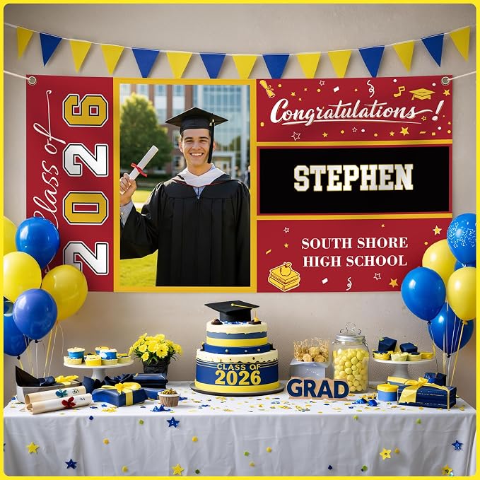 Custom Vinyl Banner Personalized Grad Backdrop, 4 Size | Graduation Decorations - Image 8