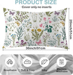 Satin Pillowcase 1 Pack-Leaves Herbs and Wildflowers Silky Pillow Cover for Hair and Skin,King Size 20x36 Inch Soft Cooling Printed Pillow Cases with Hidden Zipper,Gifts for Women Men