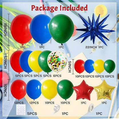 Red Yellow Green Blue Balloon Arch Kit 123Pcs Rainbow Balloons Garland - Image 2