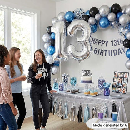 Silver Number 13 Balloon 40 Inch, Sleek Foil - Image 7