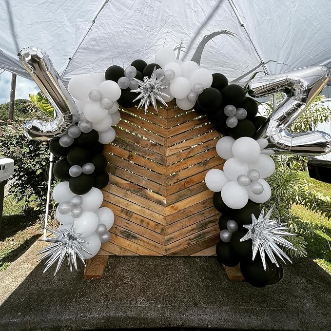 Black and Silver Balloons, Baby Shower, and Silver Theme Party Decoration - Image 5