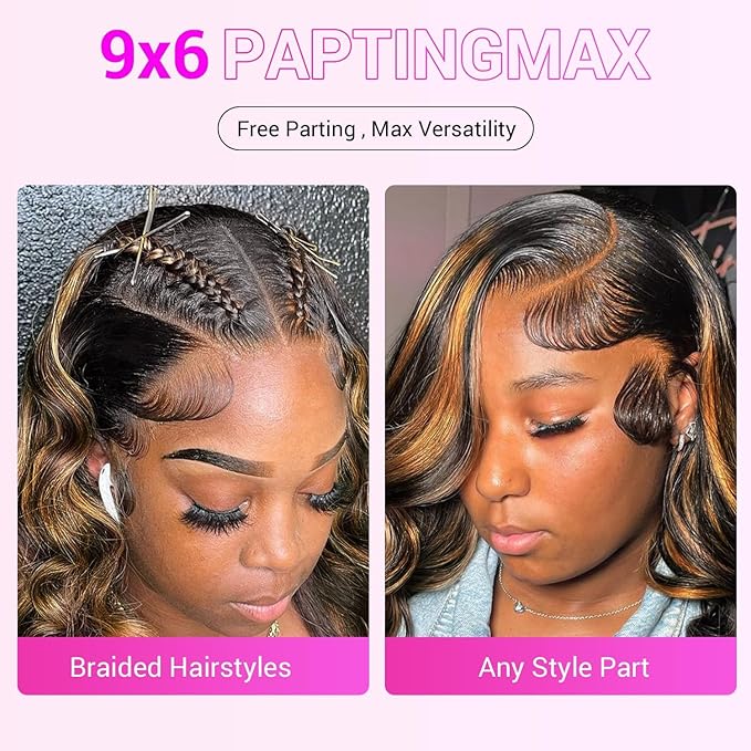 32 Inch Ombre Lace Front Wigs Human Hair Pre Plucked Colored 1B/30 Highlight Lace Front Wig 9X6 Body Wave Lace Front Wigs Human Hair Honey Balayage Wigs Human Hair Wig for Women
