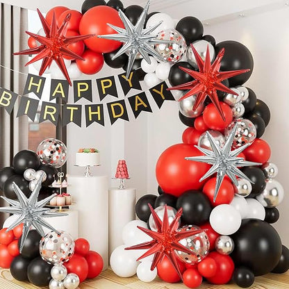 TONIFUL 8 Pcs Explosion Star Balloons Red Silver Foil Balloon Party Decor | 22 - Image 4