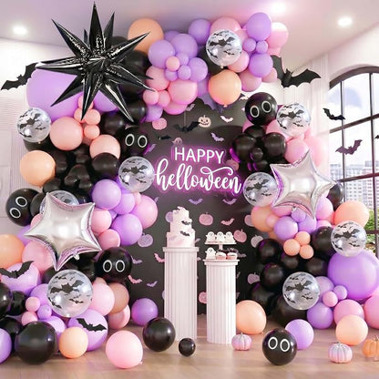 Halloween Balloon Arch Garland Kit, Spooky Party Decorations Background Supplies by Jenlion