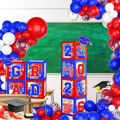 2026 Graduation Decorations Red and Blue Class of 2026 Balloon Boxes - Image 6
