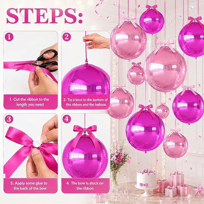 Hot Pink Light Pink Round Foil Balloons - Image 8