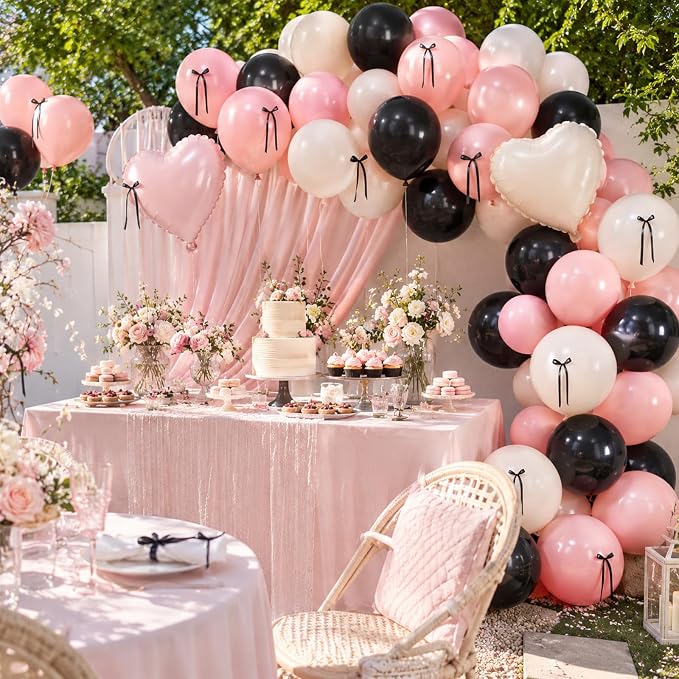 Pink and Black Heart Balloons, for Wedding Valentines Women Brithday - Image 6