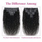 18 Inches Seamless Kinky Curly Clip in Hair Extensions Real Human Hair #1B Natural Color Brazilian Virgin 3c 4a Curly Clip ins Human Hair Extensions