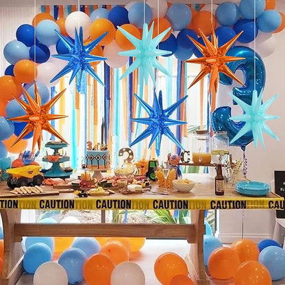 TONIFUL 8 Pcs Blue Orange Explosion Star Foil Balloon Party Decoration | 22 - Image 4