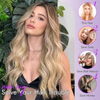 Honey Blonde Wig for Women Long Wavy 4x1 Lace Natural Hairline Glueless for Beginners Middle Part Synthetic for Daily Party Use 26Inch