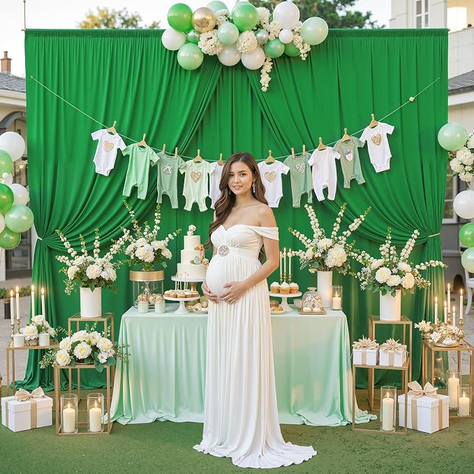 10 ft x 10 ft Wrinkle Free Green Backdrop Curtain - Image 8