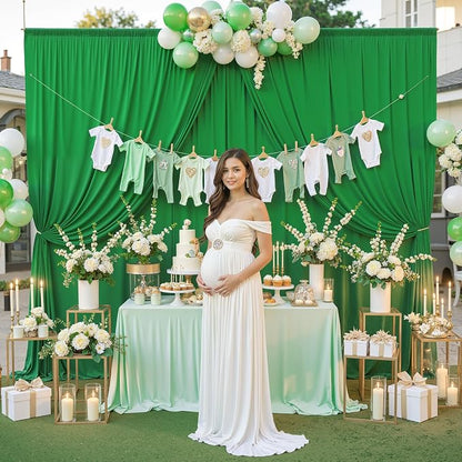 10 ft x 10 ft Wrinkle Free Green Backdrop Curtain - Image 8