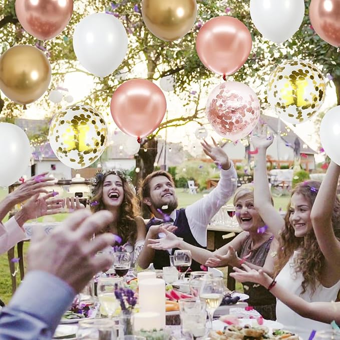 Rose Gold Confetti Balloons, 60 Packs 12 inch Metallic Rose Gold and Chrome - Image 6