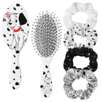 LUV HER Disney Hair Accessory Set – 5 Pieces: 1 Detangling 9-inch Hairbrush & 4 Scrunchies, Elastic Hair Ties, Ages 3+