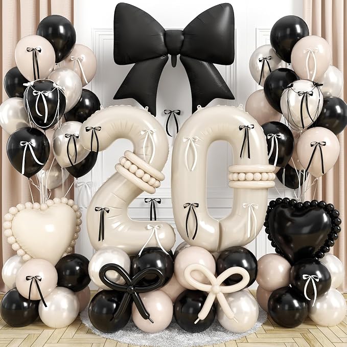 Beige 20 Balloon Number, 20th Birthday Decorations by Jobkoo