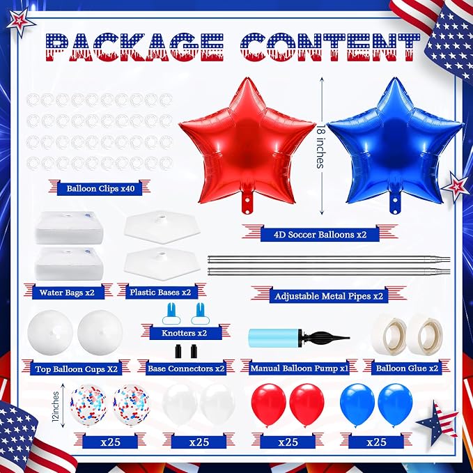 Kasyat 2 Sets 4th of July Balloon Column Stand Kit - Image 2