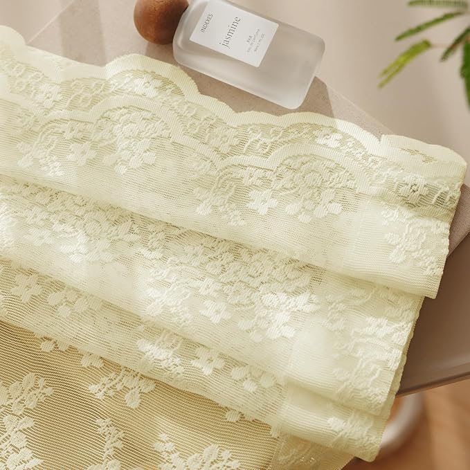 Anmao Vintage Lace Curtains 54 Inches Long 2 Panels Set, Romantic Elegant Light - Image 7