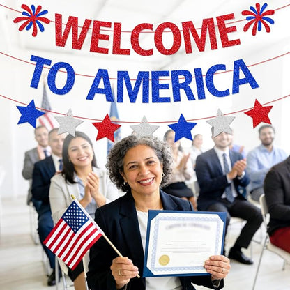 Welcome to America Banner, Home Community Event Decor | Patriotic Red White - Image 4