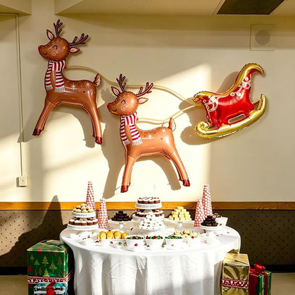 4Pcs 39in Large Standing Reindeer Balloons Deer Sleigh Christmas Balloons | - Image 6