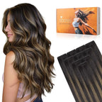 DOORES Invisible Tape in Human Hair Extensions Invisi Edge, Dark Brown to Chestnut Brown 10pcs Injection Tape-ins 25g 16 Inch, Natural Hair Injected Tape in Extensions Straight