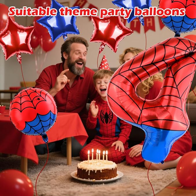 40 Inch Spider Theme Number Balloon, Number Block Foil Number 4 Balloons Large - Image 3