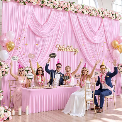 8 Panels Pink Backdrop Curtains - Image 2