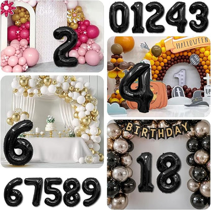 Black Number Balloons 16 Balloon Numbers 16th Number Balloon Foil Mylar Party - Image 7