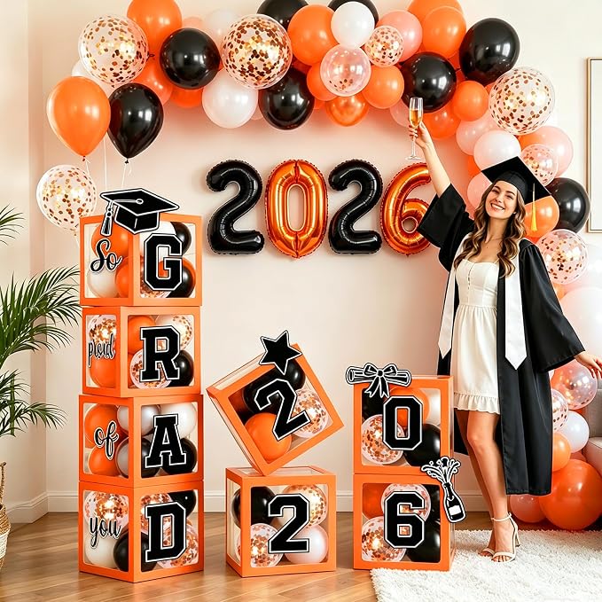 2026 Graduation Balloon Boxes Decorations – Clear Balloon Box Stack - Image 8