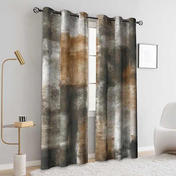 Asuexpect Abstract Curtains for Living Room 2 Panels Abstract Rust Curtain Room - Image 4