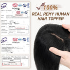 Rich Choices Real Human Hair Topper With Bang - 100% Remy Hair for Women With Thinning Hair - Clip in Silk Base 12 Inch #1 Jet Black