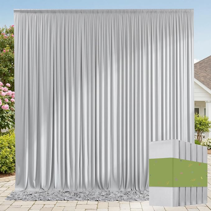 30ft x 10ft Wrinkle Free Silver Backdrop Curtain by ENJOYYOURPARTY