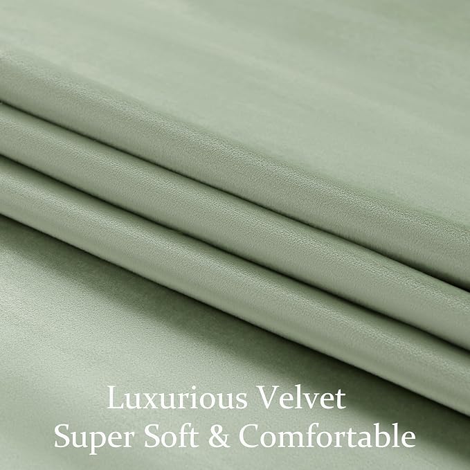 BULBUL Velvet Sage Green Grommet Blackout Curtains 72 inch - Image 5