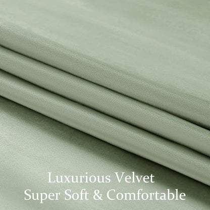 BULBUL Velvet Sage Green Grommet Blackout Curtains 72 inch - Image 5