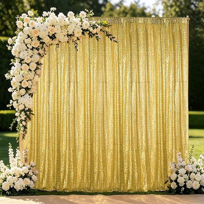Hahuho Gold Sequin Backdrop Curtain, Party Decoration（6 Panels, 2FT x 8FT - Image 3