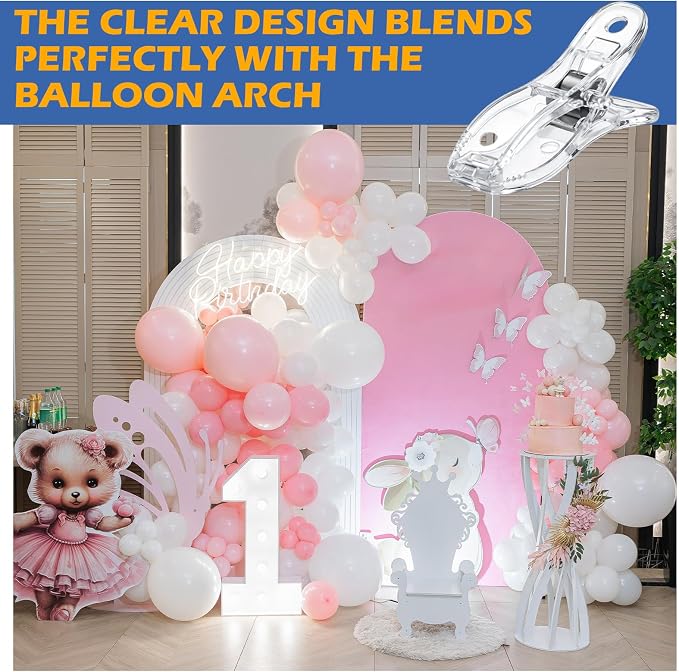 30 Pack Balloon Arch Clips Plastic Transparent Backdrop Spring Clamps 2 Inch - Image 6
