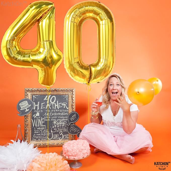KatchOn Gold 0 Balloon Number 40 Inch, Number 0 Foil Mylar Balloon Zero - Image 2
