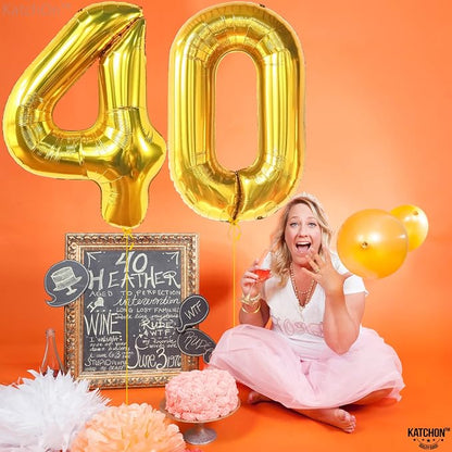 KatchOn Gold 0 Balloon Number 40 Inch, Number 0 Foil Mylar Balloon Zero - Image 2