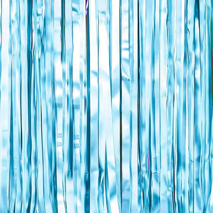 PartyWoo Light Blue Foil Fringe 8.2FT 3pcs Baby Blue Tinsel Streamers | Light - Image 2