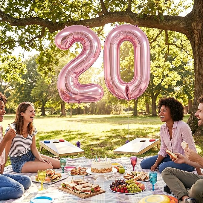 Number Balloons Pink Party Balloon - Image 7