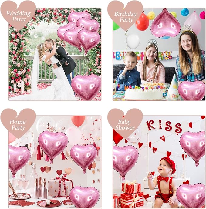 Biapian Light Pink Heart Balloons, 18inch Pastel Pink Love Heart Balloons - Image 8