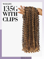 LUVME Seamless Clip in Hair Extensions Human Hair, 16 Inch 135g 9pcs #2/27 Hair Extensions Clip in Human Hair Kinky Curly Remy Hair