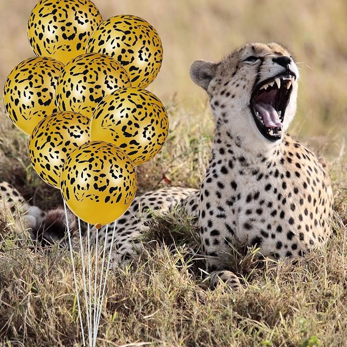 Gejoy 50 Pcs Cheetah Balloons Leopard Print Balloons 12 Inch Spots Latex - Image 3