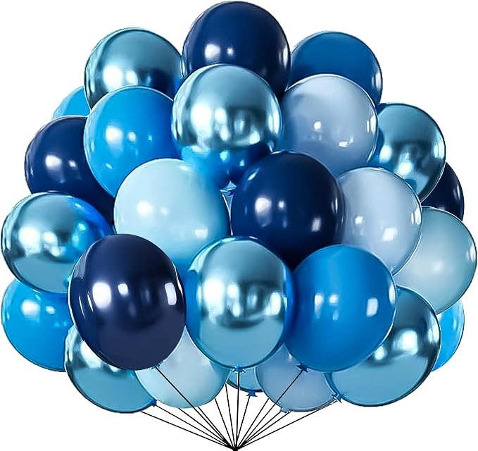 Firomi Metallic Chrome Blue Balloons Set 12-inch 70 pack | Blue Latex Balloon by Firomi