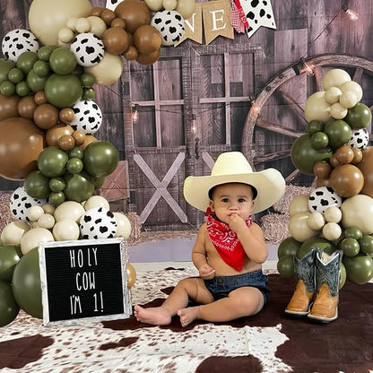 Cowboy Western Green Balloon Arch Kit, My First Rodeo Decoration | Cow Brown - Image 2