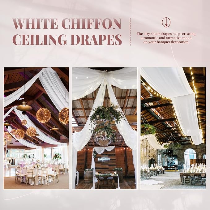 4 Panels White Ceiling Drapes for Wedding Ceiling Drapes 5ftx10ft Wedding Arch - Image 8
