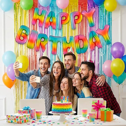 Rainbow Happy Birthday Banner Foil Letter Balloon, 14 Inch 3D Colorful - Image 8